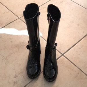 🤩👢Knee high black zip up boots for little girls. Size 2